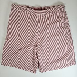 Nautica Shorts Mens 38 Red White Clipper Stripe Relaxed Fit Coastal (Small Flaw)